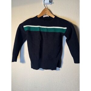 Marni Wool Sweater Kids Striped‎ Black Green White Ribbed Knit Pullover